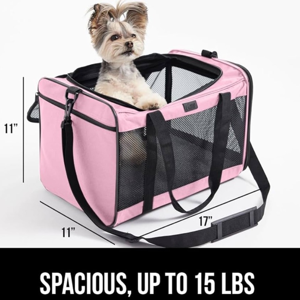 Gorilla Grip Pink Mesh Pet Carrier